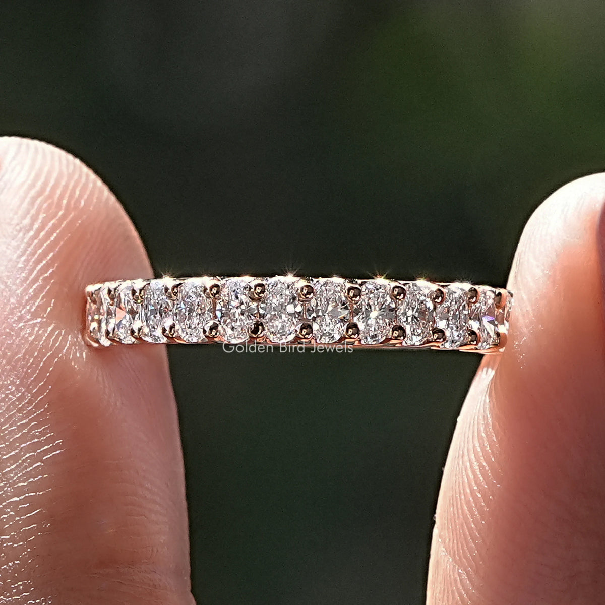 Oval Shaped Lab Diamond Half Eternity Band