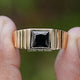 Princess Cut Black Gemstone Solitaire Men's Ring