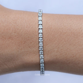 View Of Asscher Cut Lab Grown Diamond Tennis Bracelet	
