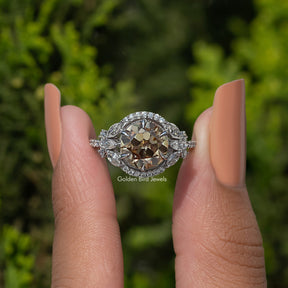Old European Round Cut Halo Cluster Ring