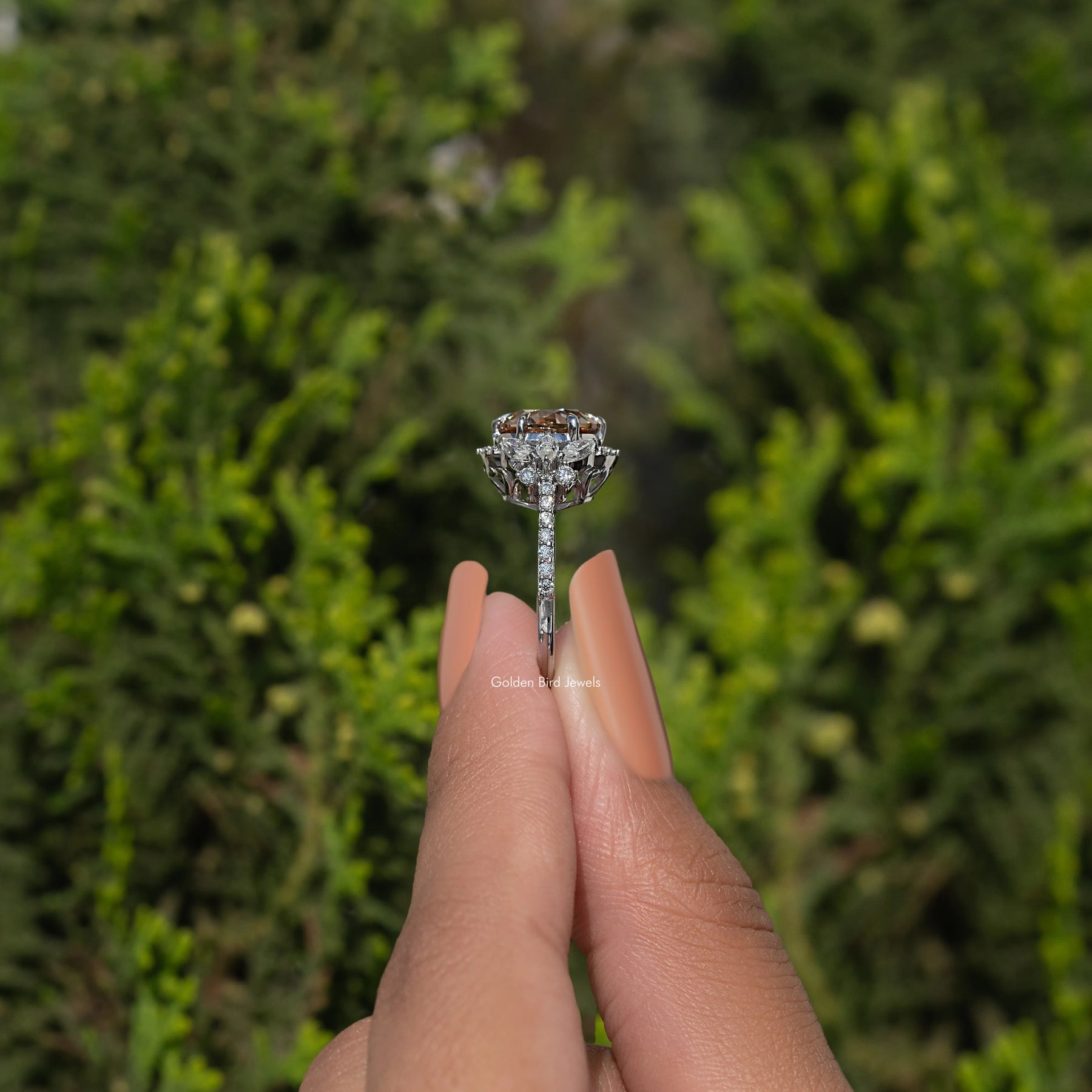 Old European Round Cut Halo Cluster Ring