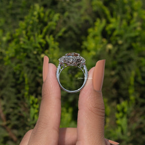 Old European Round Cut Halo Cluster Ring