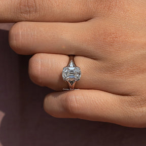 Old Mine Cushion Lab Diamond Split Shank Ring