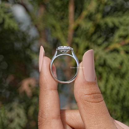 East West Old Mine Cushion Moissanite Solitaire Ring