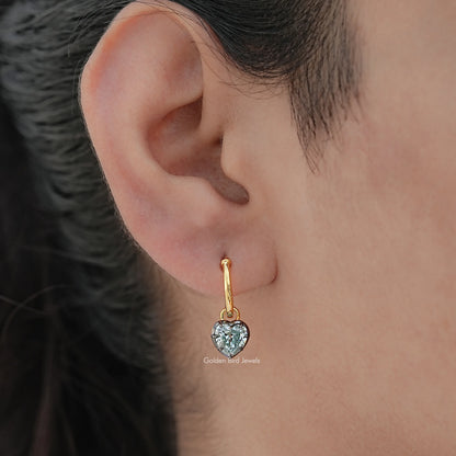 Old Mine Heart Cut Moissanite Dangle Drop Earrings