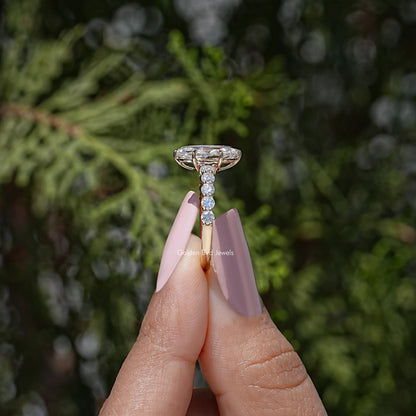 Moissanite Old Mine Moval Accent Stone Ring