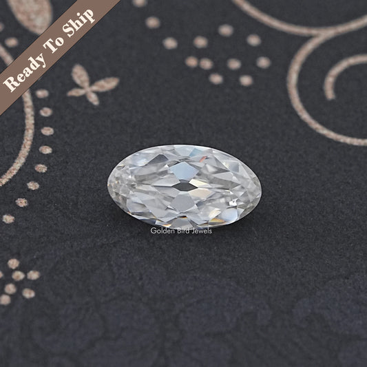 Oval-cut moissanite loose stone, clear colorless, faceted gemstone
