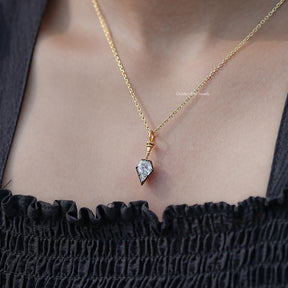 Detailed View Of Old Mine Shield Moissanite Pendant
