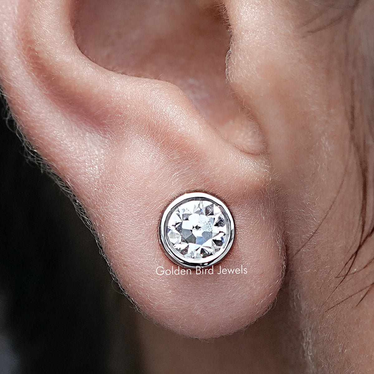 Old European Cut Round Lab Diamond Stud Earrings