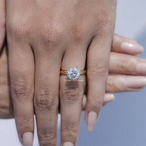 Old European Cut Round Moissanite Solitaire Ring