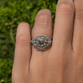 Old European Round Cut Halo Cluster Ring