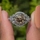 Old European Round Cut Halo Cluster Ring