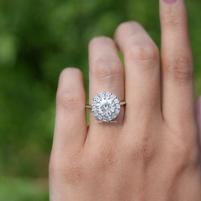 Old European Round Cut Moissanite Halo Bridal Ring