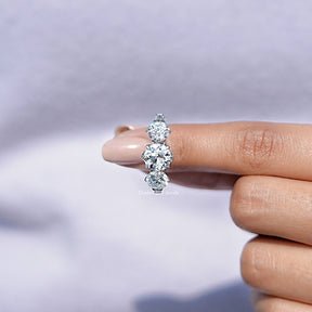 In finger front View of Lab Grown Diamond Five Stone Ring In White Gold