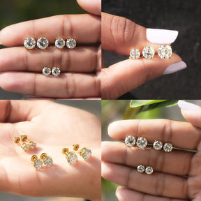 A different view of European diamond stud earings 