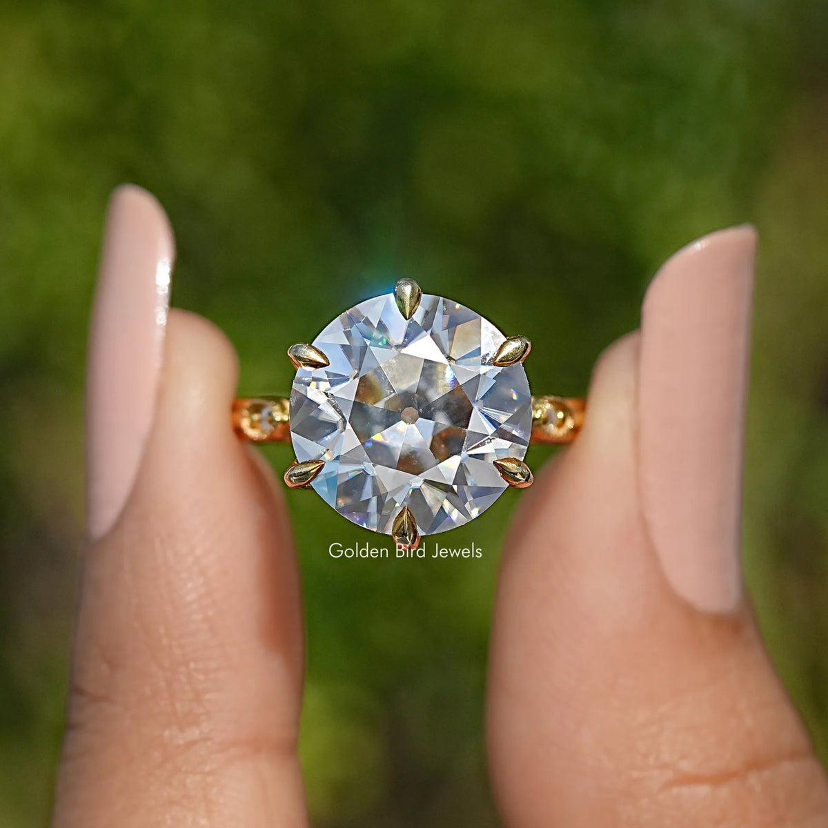 Old European Round Cut Moissanite Ring