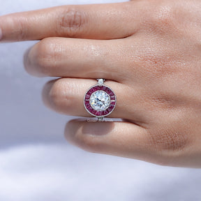 Old European Round Cut Moissanite Halo Ring