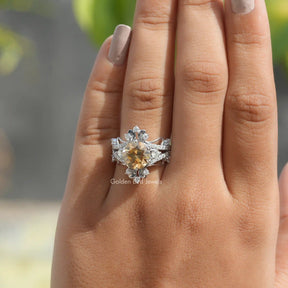 View of Old European Round Cut Vintage Ring In Finger
