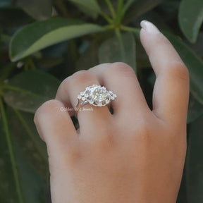 View of Old European Round Cut Moissanite Ring In Finger
