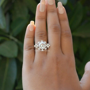 View of Old European Round Cut Moissanite Ring In Finger