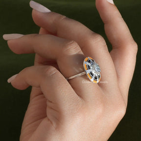 Side View of Old European Round Cut Moissanite Ring In finger