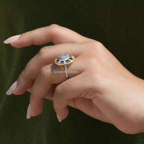Detailed View Of Moissanite Old European Round Cut Ring In White Gold