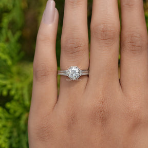 View of Round Cut Moissanite Ring In Finger
