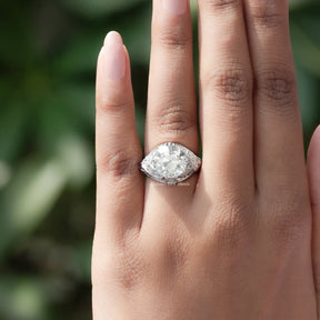 View of Round Cut Moissanite Ring In White Gold