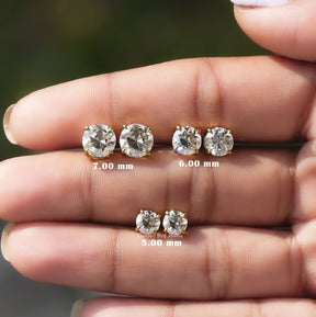 Colorless Multi Carat Weight Round Cut Moissanite Stud Earrings

