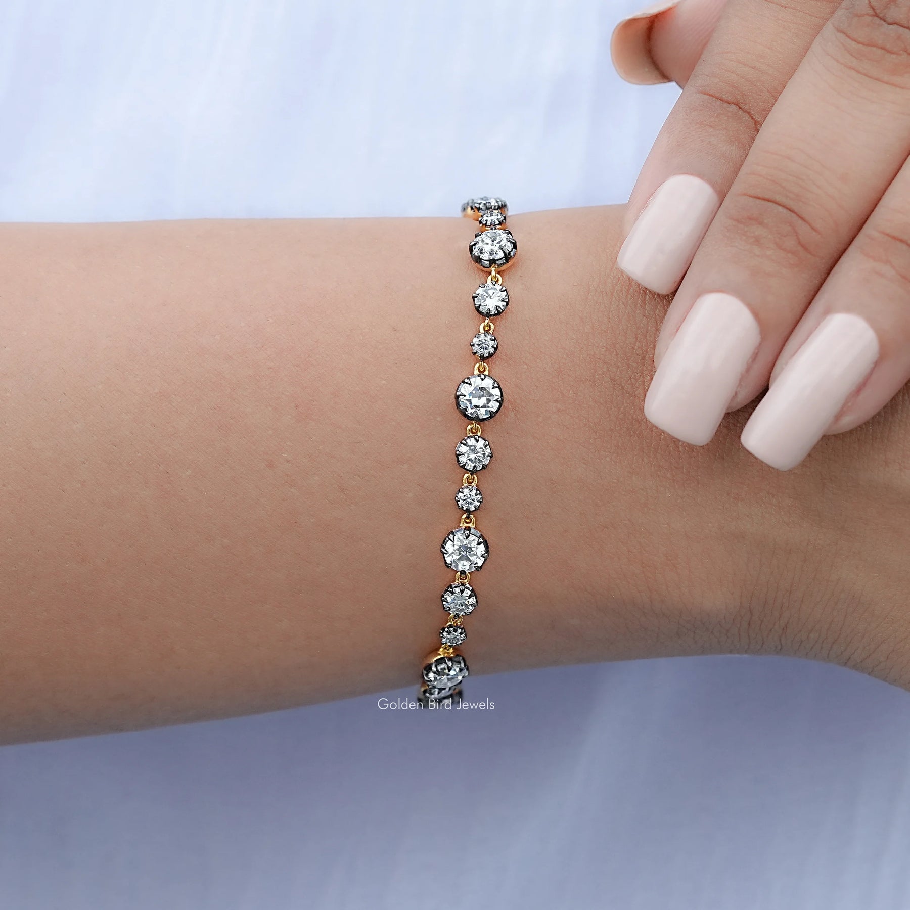 Old European Round Moissanite Tennis Bracelet