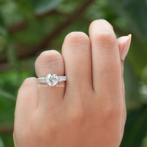 Detailed View of Moissanite Old European Round Cut Ring In White Gold