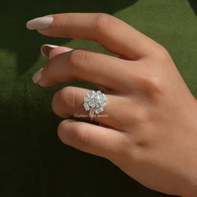Close-Up View of Old European Round Shape Halo Engagement Ring In White Gold