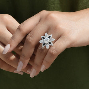 View of Old European Round Cut Moissanite Ring In Finger