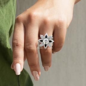 Front View of Old European Round Cut Moissanite Ring In Finger