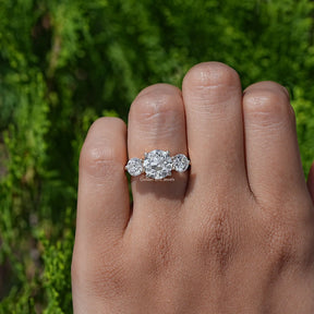 View of A Old European Round Diamond Three Stone Ring