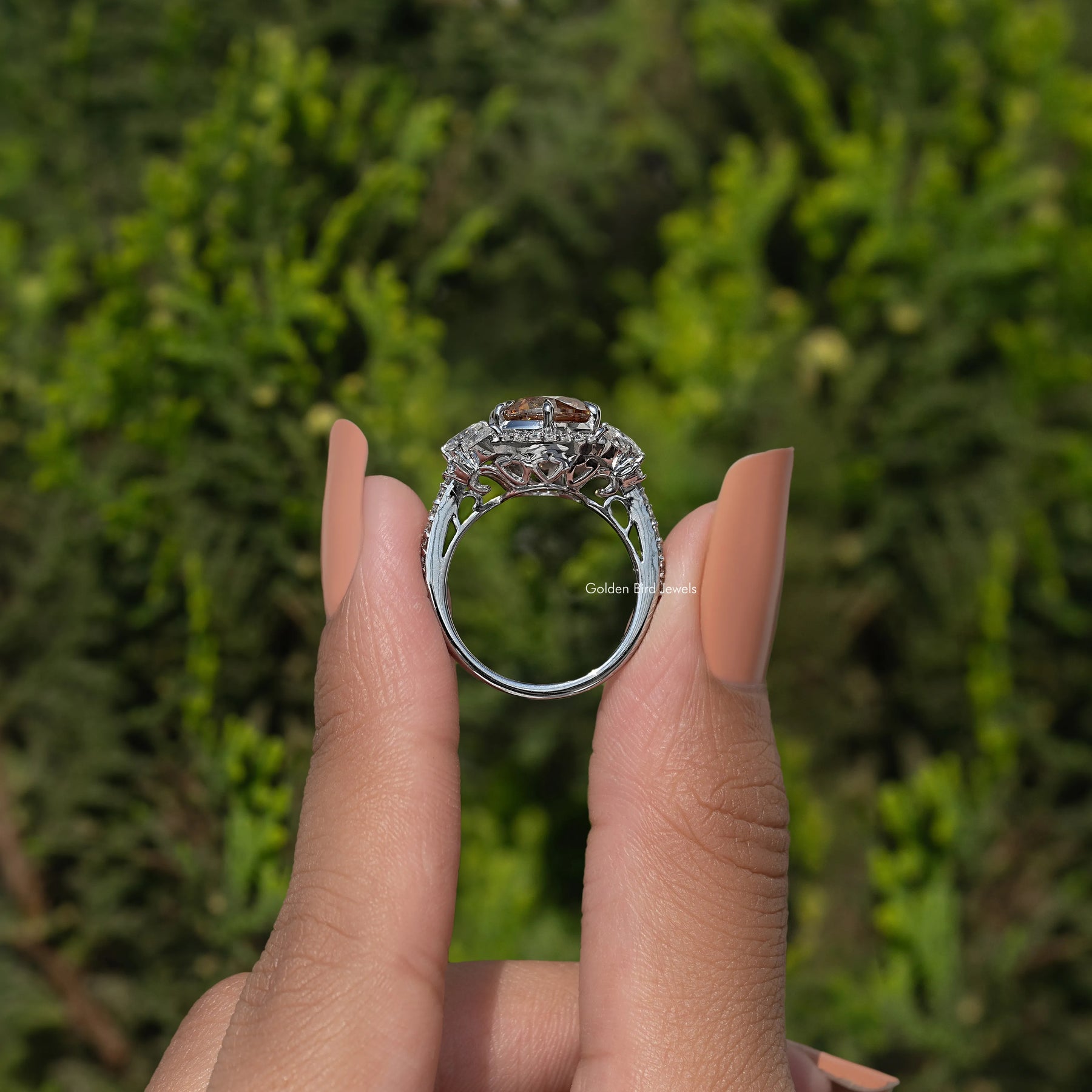 Old European Round Cut Halo Cluster Ring