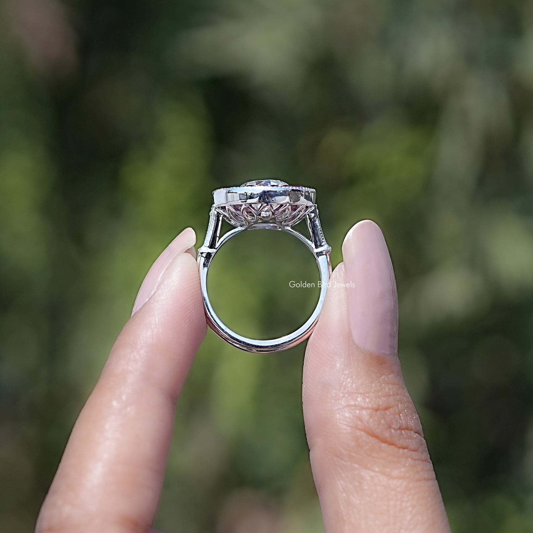 Old European Round Cut Moissanite Halo Ring