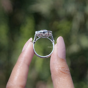 Old European Round Cut Moissanite Halo Ring