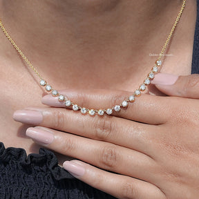 Old European Round Cut Moissanite Necklace