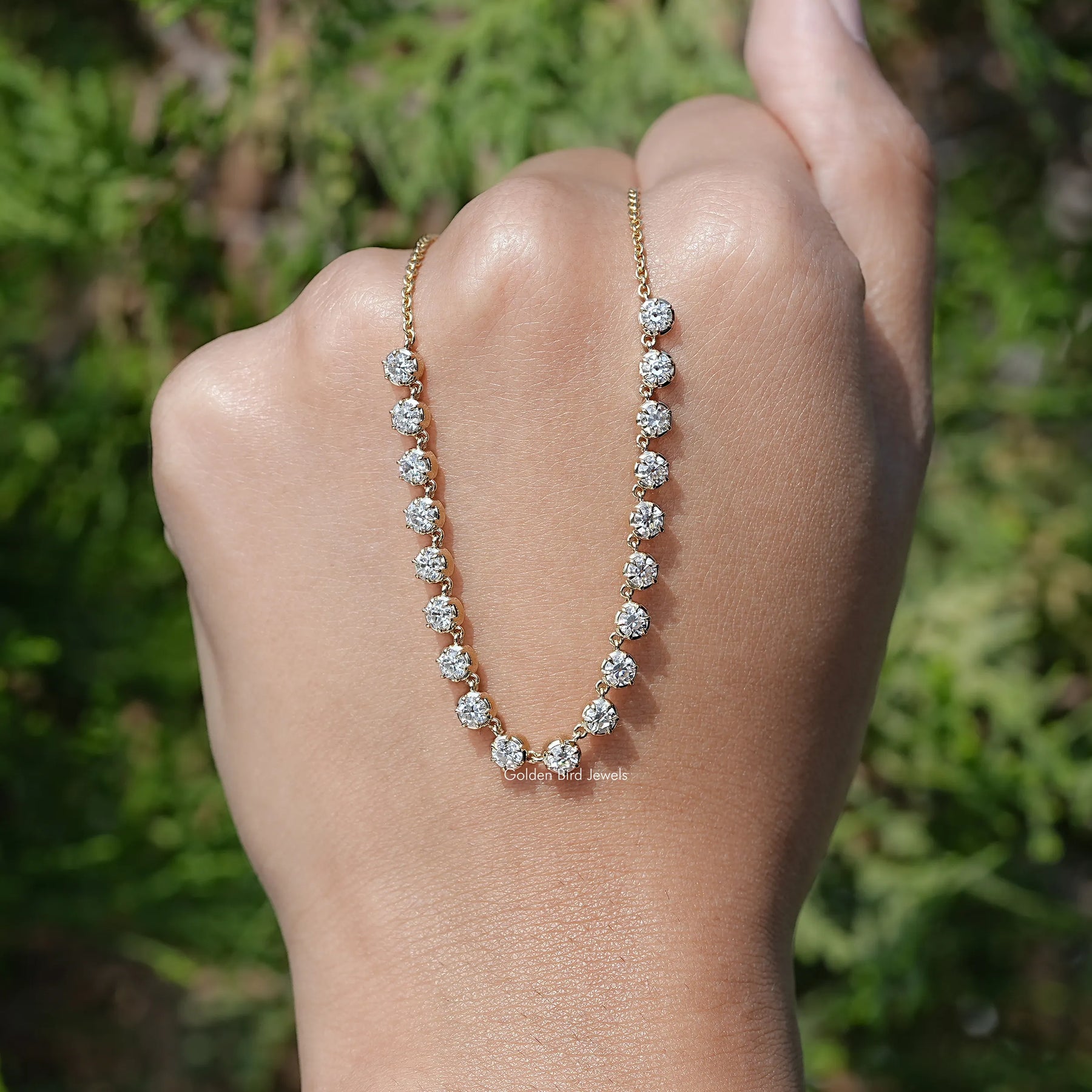 Old European Round Cut Moissanite Necklace