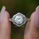 Front View of Old European Round Cut Moissanite Ring In two Fingers