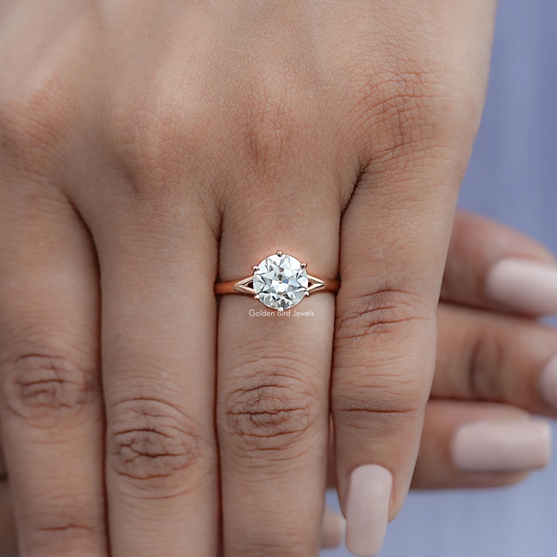 Old European Round Moissanite Solitaire Ring