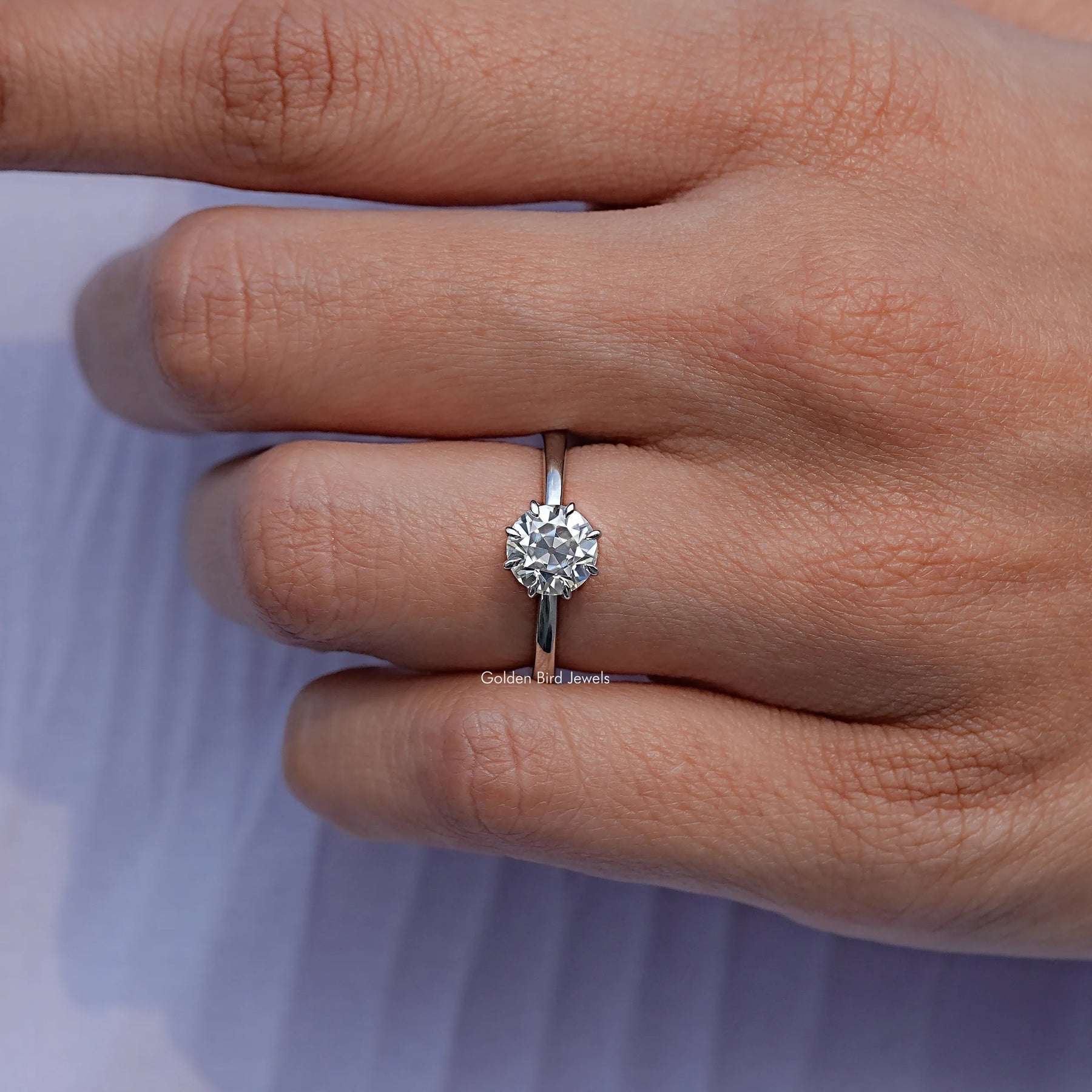 Moissanite Old European Round Solitaire Ring