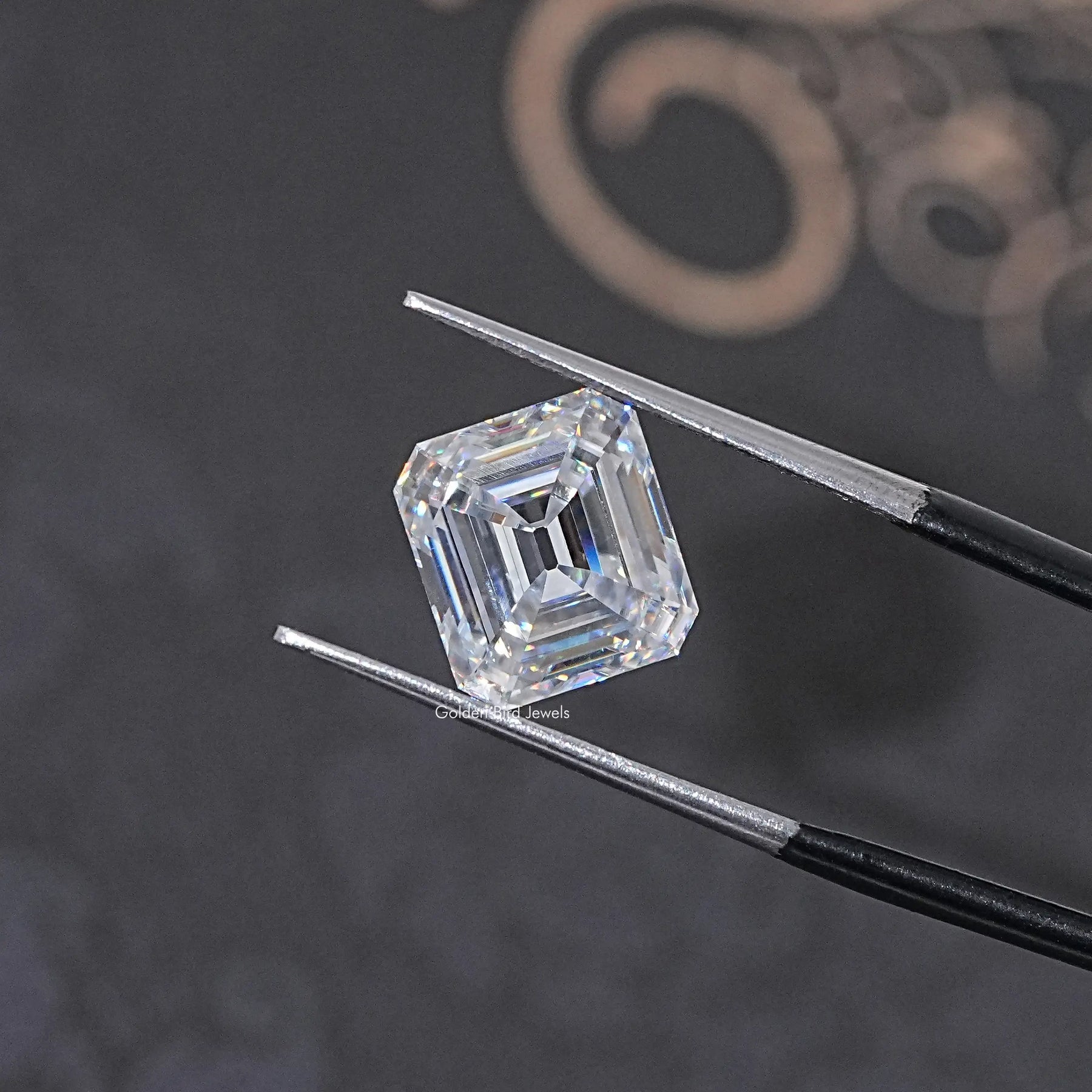 Asscher Cut Loose Moissanite in white tone 