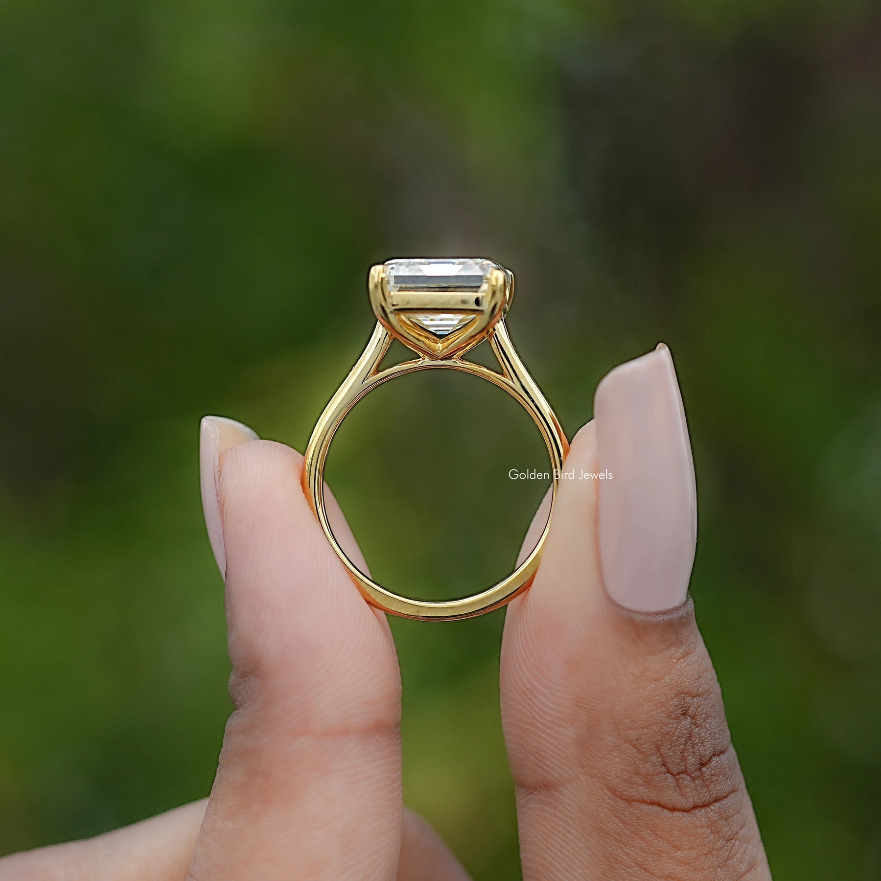 Old Mine Asscher Moissanite Engagement Ring