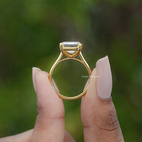 Old Mine Asscher Moissanite Engagement Ring