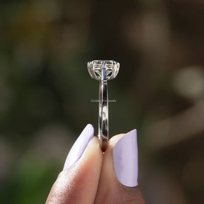 [White Gold Old Mine Cushion Cut Bridal Ring]-[Golden Bird Jewels]