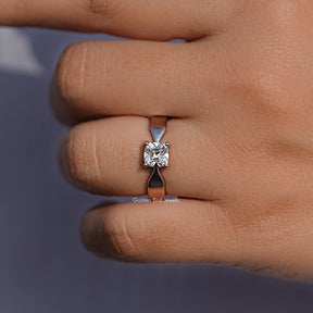 Square Old Mine Cushion Dimaond Solitaire Ring