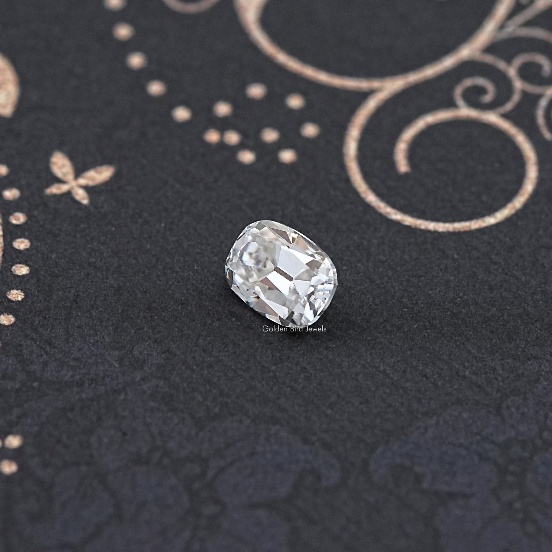 Detailed View Of Cushion Cut Loose moissanite in Unique Pattern 
