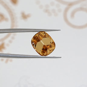 Detailed View Of Yellow Old Mine Cushion Loose Moissanite